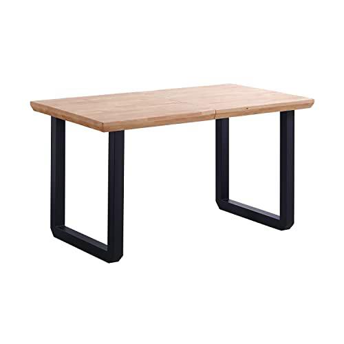 Roma, Mesa de Comedor Extensible, Mesa 2 Tramos, Acabado en Roble y Negro