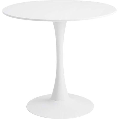 Shiito | Modelo Turin JC - Mesa de Comedor o Cocina Redonda con pie Central | Color Blanco