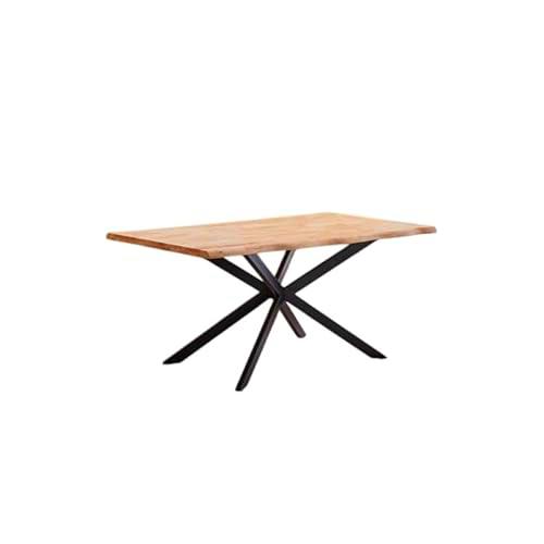 Shiito | Modelo Praga JC - Mesa de Comedor | Madera de Roble con Patas Cruzadas Negras | 160 x 90 x 75 cm