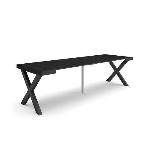 Skraut Home | Mesa Consola Extensible | Mesa Comedor Plegable | 260 | para 12 comensales | Patas Madera Maciza | Estilo Moderno | Negro