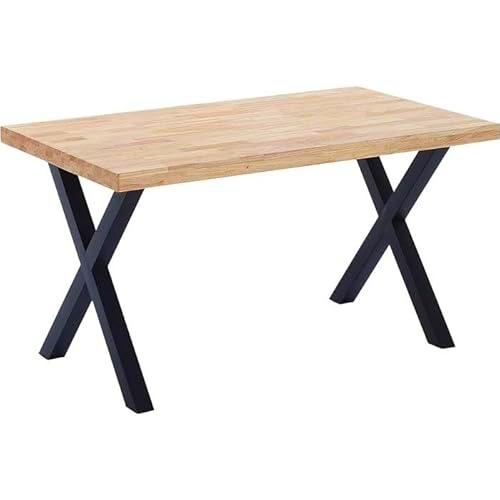 Shiito | Modelo Barca JC - Mesa de Comedor | Madera Natural con Patas Cruzadas Negras | 140 x 75 x 80 cm