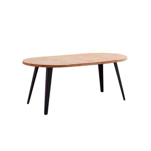 Shiito | Modelo Viena JC - Mesa de Comedor Redonda Extensible | Madera Natural con Patas Negras | 100/140/180 cm