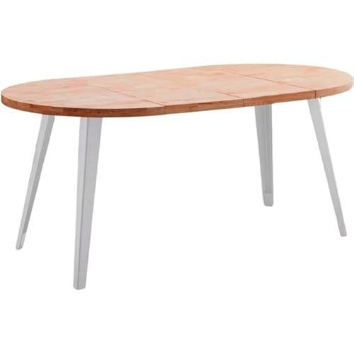 Shiito | Modelo Viena JC - Mesa de Comedor Extensible | Madera de Roble con Patas Blancas | 100/140/180 cm