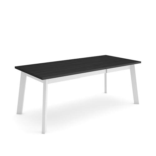 Skraut Home | Mesa Comedor | Mesa Fija Cocina y Salón | 200 | para 10 Comensales | Patas de Madera | Estilo Moderno | Negro