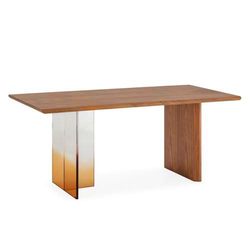 MESA COMEDOR 180X95X75 MADERA MARRON NOGAL/ACRILICO TRANSPARENTE/AHUMADO MARRON_AlexandreHouse