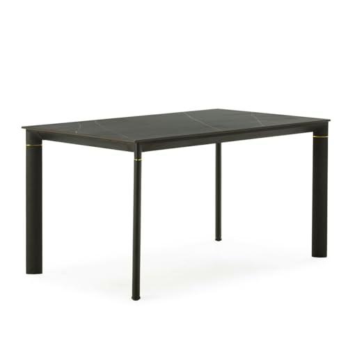 MESA DE COMEDOR 140X80X76 PORCELANICO/METAL NEGRO