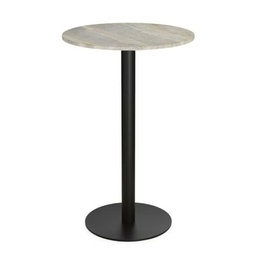 MESA COMEDOR 70X70X110 METAL NEGRO/MARMOL TRAVENTINO GRIS CANTO RECTO