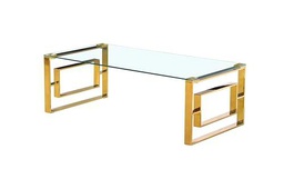 MESA DORADA ACERO INOX/VIDRIO TEMPLADO