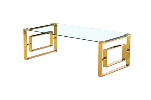 MESA DORADA ACERO INOX/VIDRIO TEMPLADO