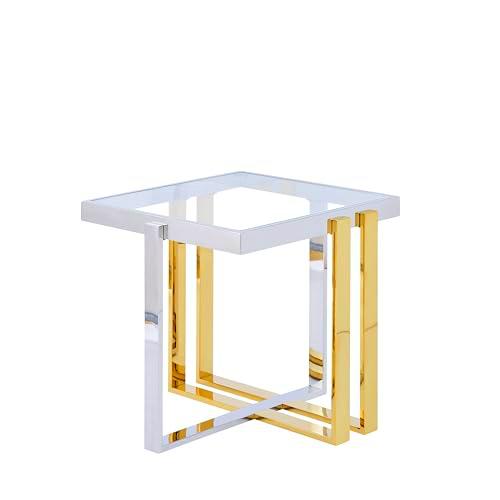 MESA ACERO INOX/DORADA VIDRIO TEMP