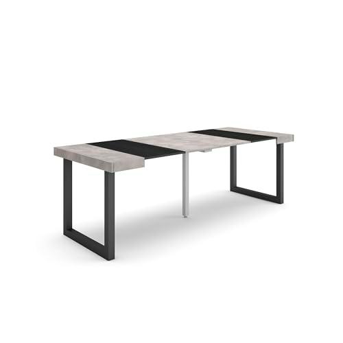 Skraut Home | Mesa Consola Extensible | Mesa Comedor Plegable | 220 | para 10 comensales | Patas Madera Maciza | Estilo Moderno | Cemento