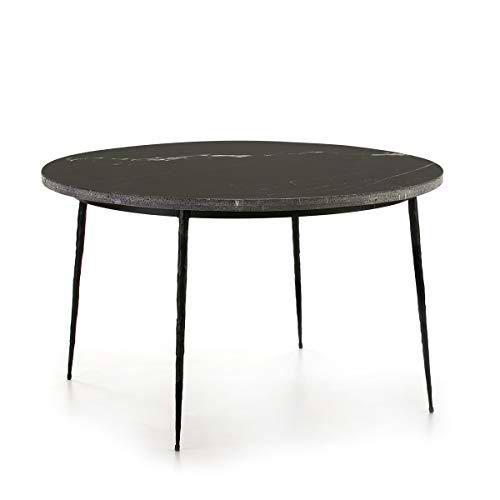 MESA COMEDOR 125X125X75 MARMOL NEGRO MATE/METAL NEGRO