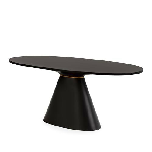 MESA COMEDOR 180X90X76 MADERA/FIBRA DE VIDRIO NEGRO/DORADO