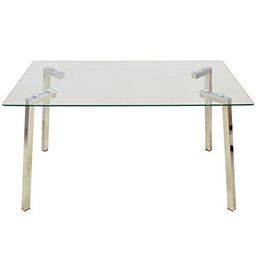 MESA COMEDOR METAL/CRISTAL+90977, PATAS: ACERO INOX