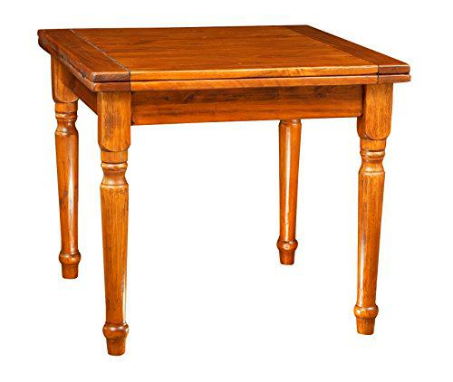 Biscottini Mesa Extensible Rectangular de Madera de Tilo | Mesa de Cocina de Estilo rústico 90 x 90 x 80 cm | Mesa de Comedor Made in Italy