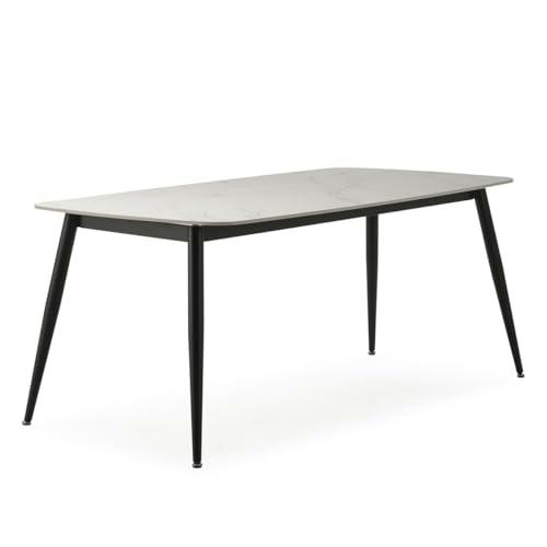 MESA DE COMEDOR 180X90X76 PORCELANICO/METAL NEGRO