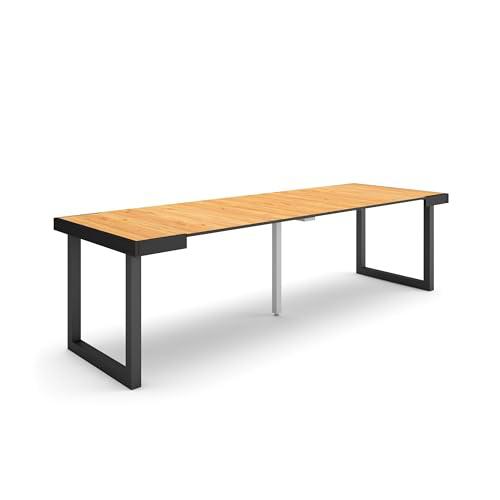 Skraut Home | Mesa Consola Extensible | Mesa Comedor Plegable | 260 | para 12 comensales | Patas Madera Maciza | Estilo Moderno | Roble