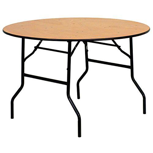 Flash Furniture Furman - Mesa Redonda de Madera Plegable de 4 pies con Parte Superior con Acabado Transparente