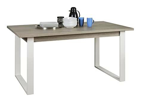 Composad Mesa Fija de 6 plazas con Patas de Metal, Mesa de Comedor