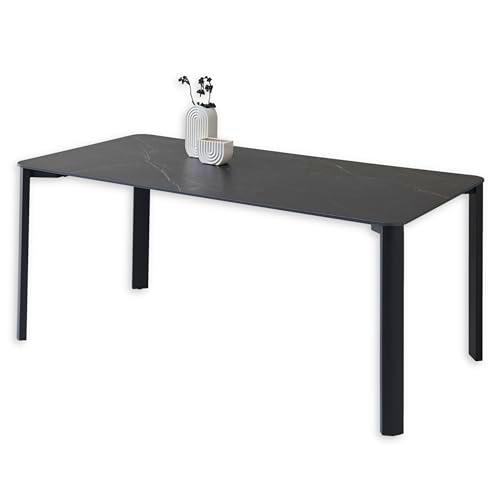 Stella Trading Lenni Negra-Mesa Moderna con Tapa de cerámica y Estructura de Metal para su salón y Comedor, Esstisch