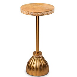 MESA MADERA/METAL DORADO_25X25X50CM
