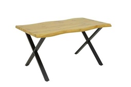 Hela Gerda Mesa de Comedor con Tablero de 46 mm, con Efecto de Borde Natural en Roble Salvaje