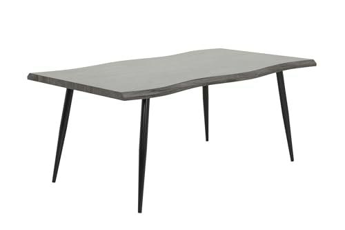 Hela Gabi Mesa de Comedor con Tablero de 46 mm y Efecto Borde Natural en Gris