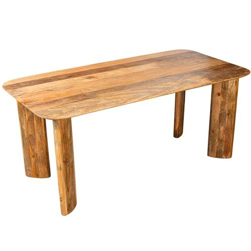 DRW Mesa de Comedor Rectangular de Madera Natural 180x90x76cm
