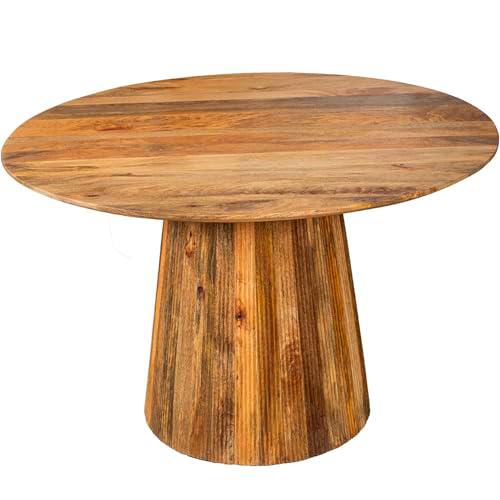 DRW Mesa de Comedor Redonda de Madera Natural 120x120x76cm