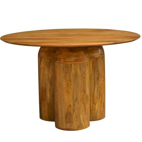DRW Mesa de Comedor Redonda de Madera Natural 120x120x76cm