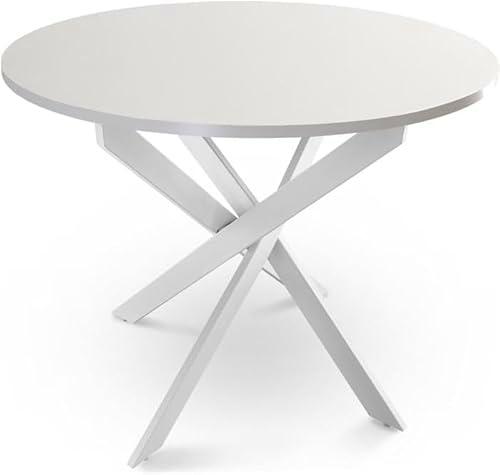 Shiito | Modelo Jerry JC - Mesa de Comedor Redonda | Madera de Roble con Patas Cruzadas