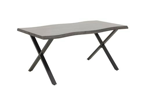 Hela Tische, Gerda - Mesa de Comedor, 46 Mm, Borde de Aspecto Natural Rústico de Madera de Acacia en Gris