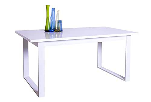 Composad Mesa Fija de 6 plazas con Patas de Metal, Mesa de Comedor