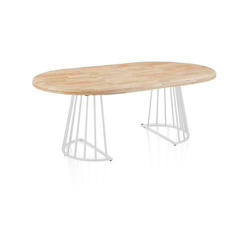 Meztil, Mesa de Comedor Redonda Extensible, Mesa 2 Tramos