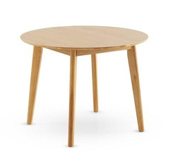 Mesa redonda 100 diametro patas madera de hevea con sobre chapado en roble