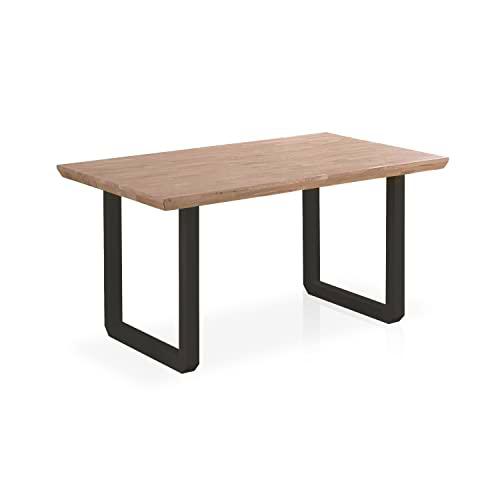 Roma, Mesa de Comedor Fija, Acabado en Roble Honey y Negro