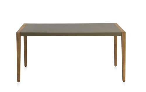 Mesa De Madera De Acacia Y Tapa De Cemento Ligero Duralcrete 160X90 Coleccion Piazza