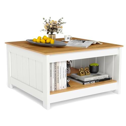 FANTASK Mesa de salón Cuadrada con Espacio de Almacenamiento