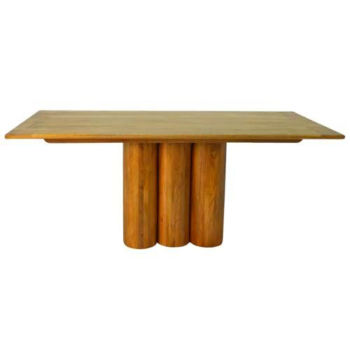 DRW Mesa de Comedor Rectangular de Madera en Natural 180x90x75cm