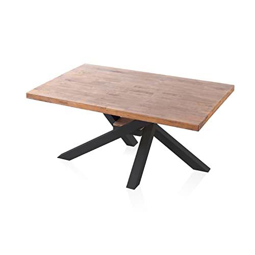 Xena, Mesa Fija de Comedor, Mesa para Salon, Acabado en Roble Honey y Negro