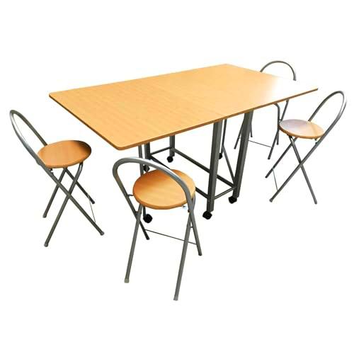 WELL HOME - Conjunto mesa y 4 taburetes 'Libro' en madera