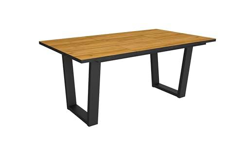 Skraut Home | Mesa Comedor | Mesa Fija Cocina y Salón | 167x90x74 cm | para 8 Comensales | Muebles Comedor | Estilo Industrial | Roble y Negro