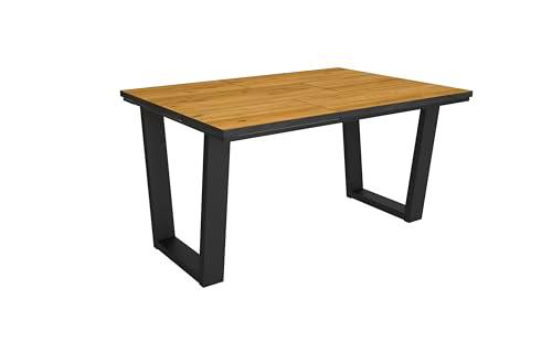 Skraut Home | Mesa Comedor | Mesa Fija Cocina y Salón | 140x90x74 cm | para 6 comensales | Muebles Comedor | Estilo Industrial | Roble y Negro