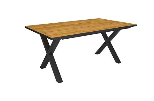 Skraut Home | Mesa Comedor | Mesa Fija Cocina y Salón | 167x90x74 cm | para 8 Comensales | Muebles Comedor | Estilo Industrial | Roble y Negro