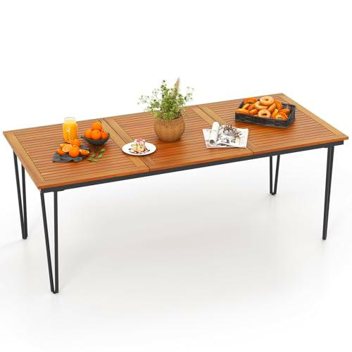 FANTASK Mesa de jardín Rectangular de Madera de Acacia