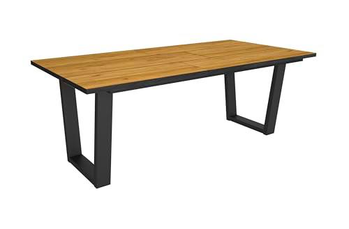 Skraut Home | Mesa Comedor | Mesa Fija Cocina y Salón | 194x90x74 cm | para 10 Comensales | Muebles Comedor | Estilo Industrial | Roble y Negro