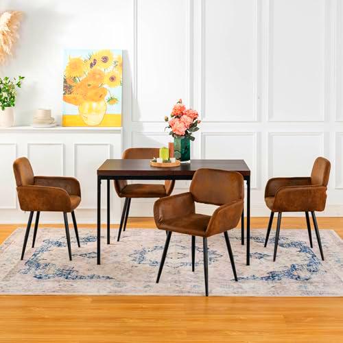 FurnitureR - Mesas de Comedor de Color marrón, Estilo Limpio y Elegante para 4 a 6 Personas