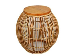 MESA REDDA RATTAN TAPA MADERA
