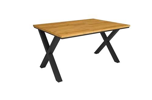 Skraut Home | Mesa Comedor | Mesa Fija Cocina y Salón | 140x90x74 cm | para 6 comensales | Muebles Comedor | Estilo Industrial | Roble