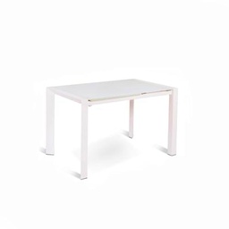 Stones Pixel Mesa, Metal, Blanco/Cristal Blanco, 122 x 80 x 76 cm